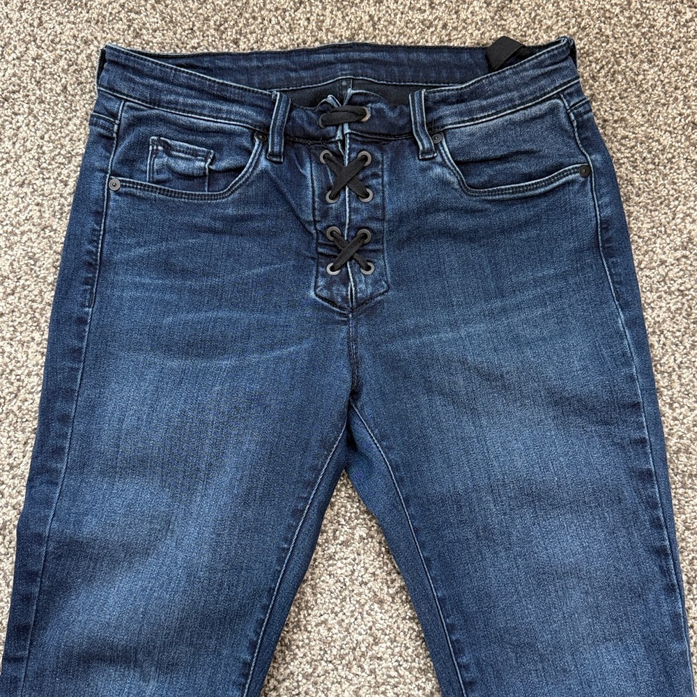 Blank NYC Dark Indigo Lace Up Skinny Jeans